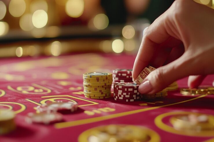 Paito Warna baccarat table layout with colour-coded betting areas and live dealer